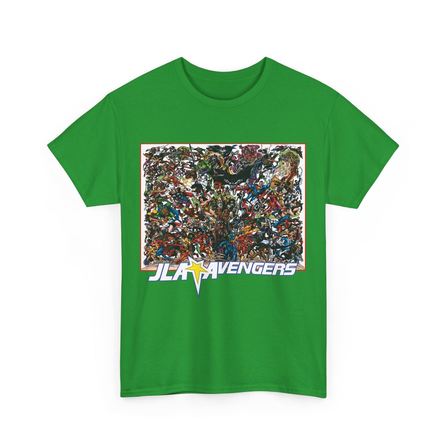 JLA Vs Avengers T-Shirt - Stunning, Classic George Perez Art - DC & Marvel 200s Crossover - Superman, Thor, Wonder Woman, Captain America, Flash, Black Panther, Iron Man, Batman