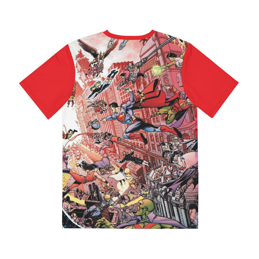 DC Universe Legacies All Over Print Tee (Polyester) - George Perez Art - Wonder Woman, Black Adam, Captain Marvel, Anti-Monitor - DC Comics