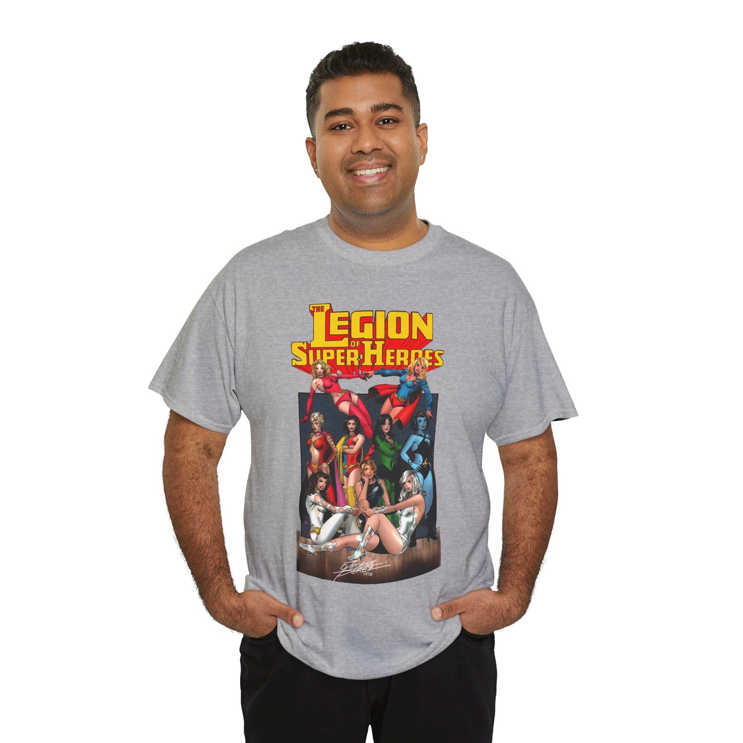 Legion of Super-Heroes T-Shirt - George Perez Art - Saturn Girl, Supergirl, Dream Girl, Shadow Lass, Phantom Girl - The Super Woman of LOSH - DC Comics
