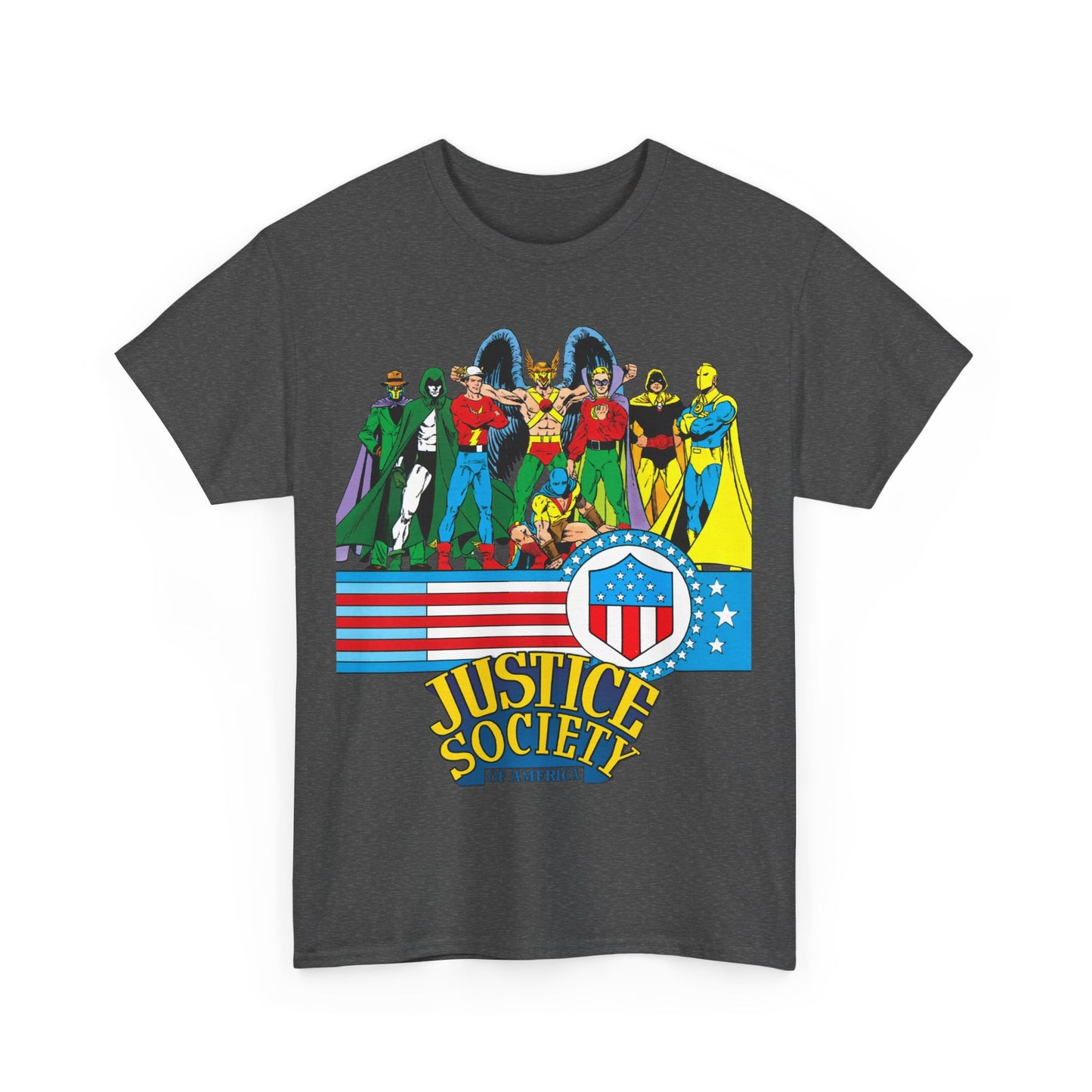 Justice Society of America T-Shirt - Amazing George Perez Art - History of the DC Universe - DC Comics - Dr Fate, Sandman, Flash, Hourman, Spectre, Hawkman