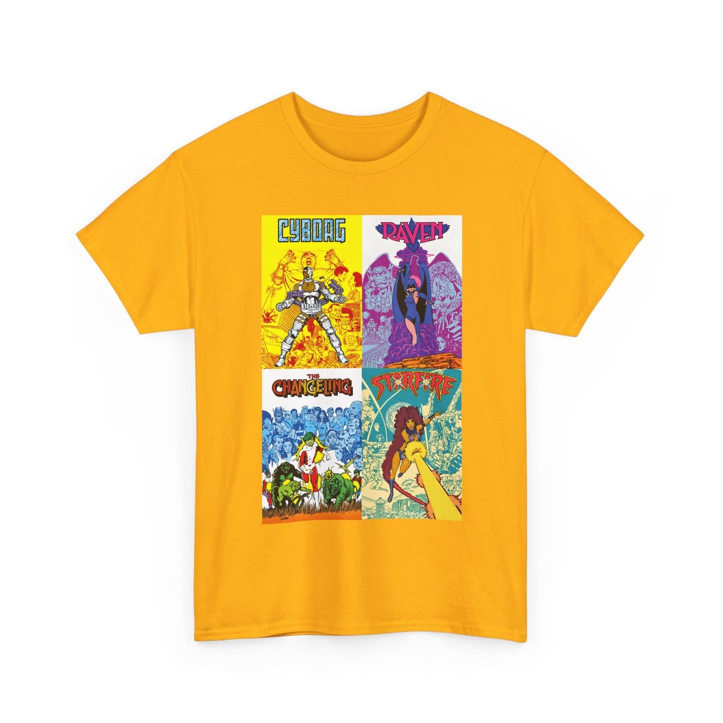 Tales of the New Teen Titans T-Shirt - George Perez Art - Cyborg, Raven, Changeling, Starfire - 1980s Mini-Series Showcasing Their Origins - DC Comics