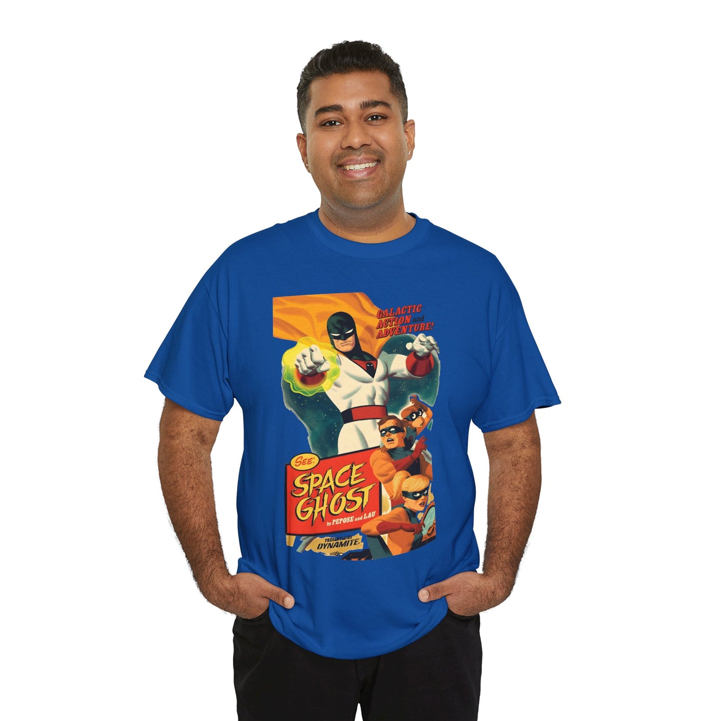 Space Ghost T-Shirt - Frank Cho Art - Jan, Jace & Blip - Movie Poster Style Artwork - Alex Toth Creation - Hanna-Barbera Cartoon
