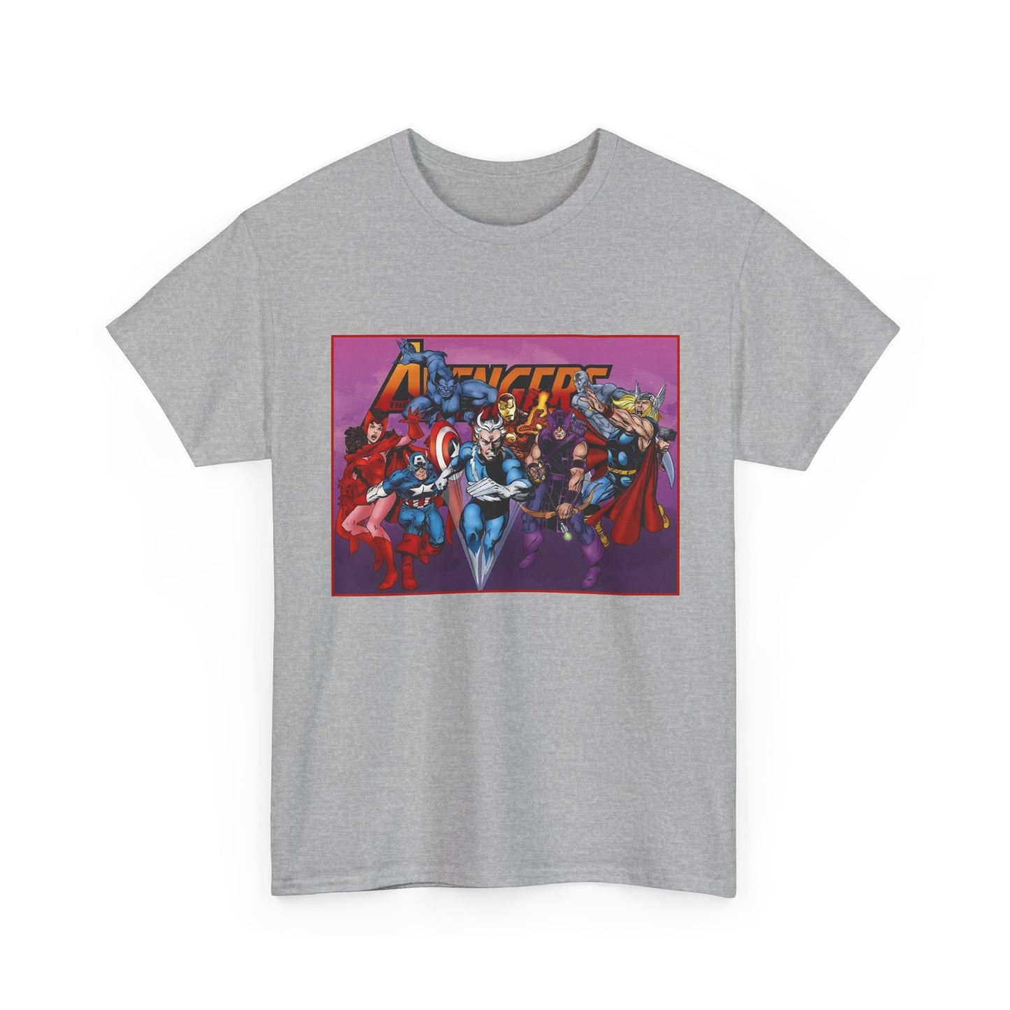 Avengers T-Shirt - John Byrne Art - Captain America, Quicksilver, Scarlet Witch, Beast, Iron Man, Thor, Hawkeye - Marvel Comics