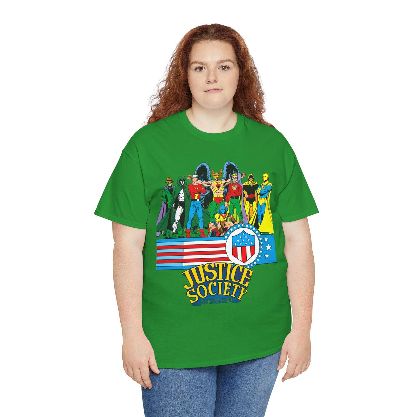 Justice Society of America T-Shirt - Amazing George Perez Art - History of the DC Universe - DC Comics - Dr Fate, Sandman, Flash, Hourman, Spectre, Hawkman