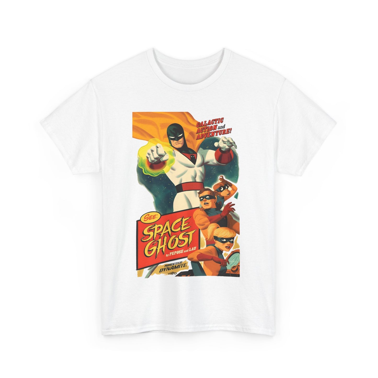Space Ghost T-Shirt - Frank Cho Art - Jan, Jace & Blip - Movie Poster Style Artwork - Alex Toth Creation - Hanna-Barbera Cartoon