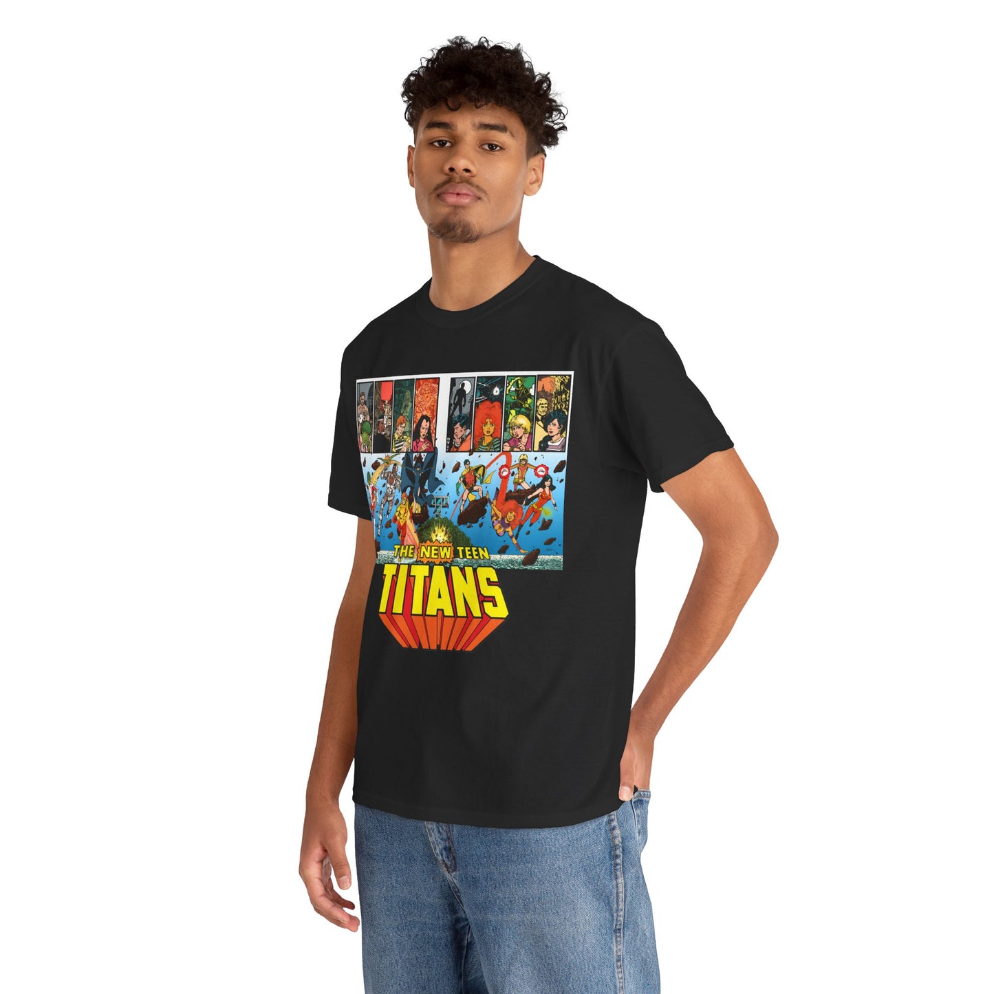 New Teen Titans T-Shirt - George Perez Art - Robin, Wonder Girl, Cyborg, Raven, Starfire, Kid Flash - DC Comics