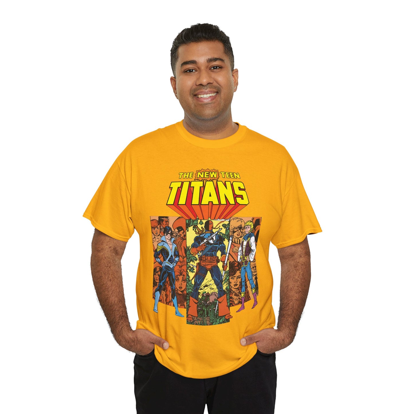 New Teen Titans T-Shirt - George Perez Art - Judas Contract - Nightwing, Jericho, Deathstroke, Changeling. Starfire - DC Comics