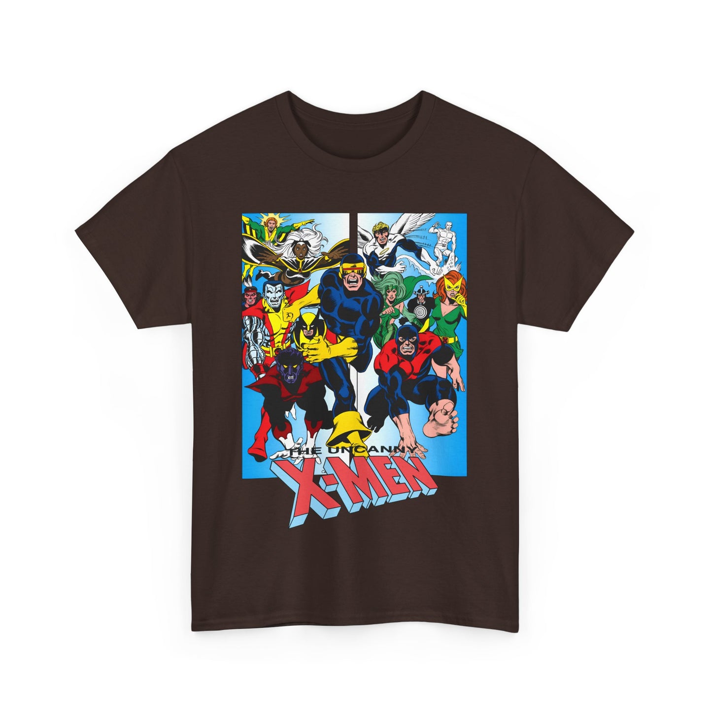Uncanny X-Men T-Shirt - Classic Dave Cockrum Art - Popular Marvel Comics Series - Wolverine, Storm, Cyclops, Nightcrawler, Jean Grey, Iceman, Banshee, Beast