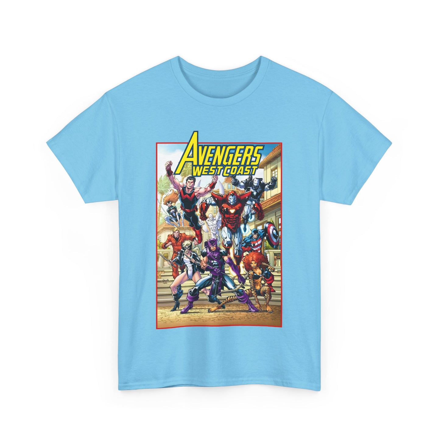 West Coast Avengers T-Shirt - Todd Nauck Art - Hawkeye, Iron Man, Wonder Man, Tigra, Vision - Marvel Comics