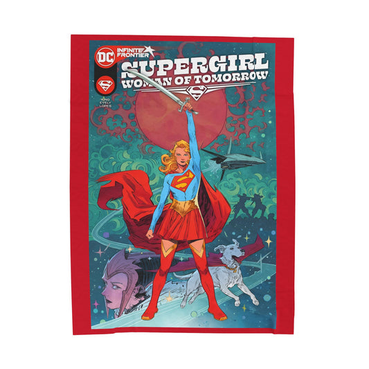 Supergirl Woman of Tomorrow Velveteen Plush Blanket 60x80" - Kara and Krypto - DC Comics - Upcoming 2026 Movie