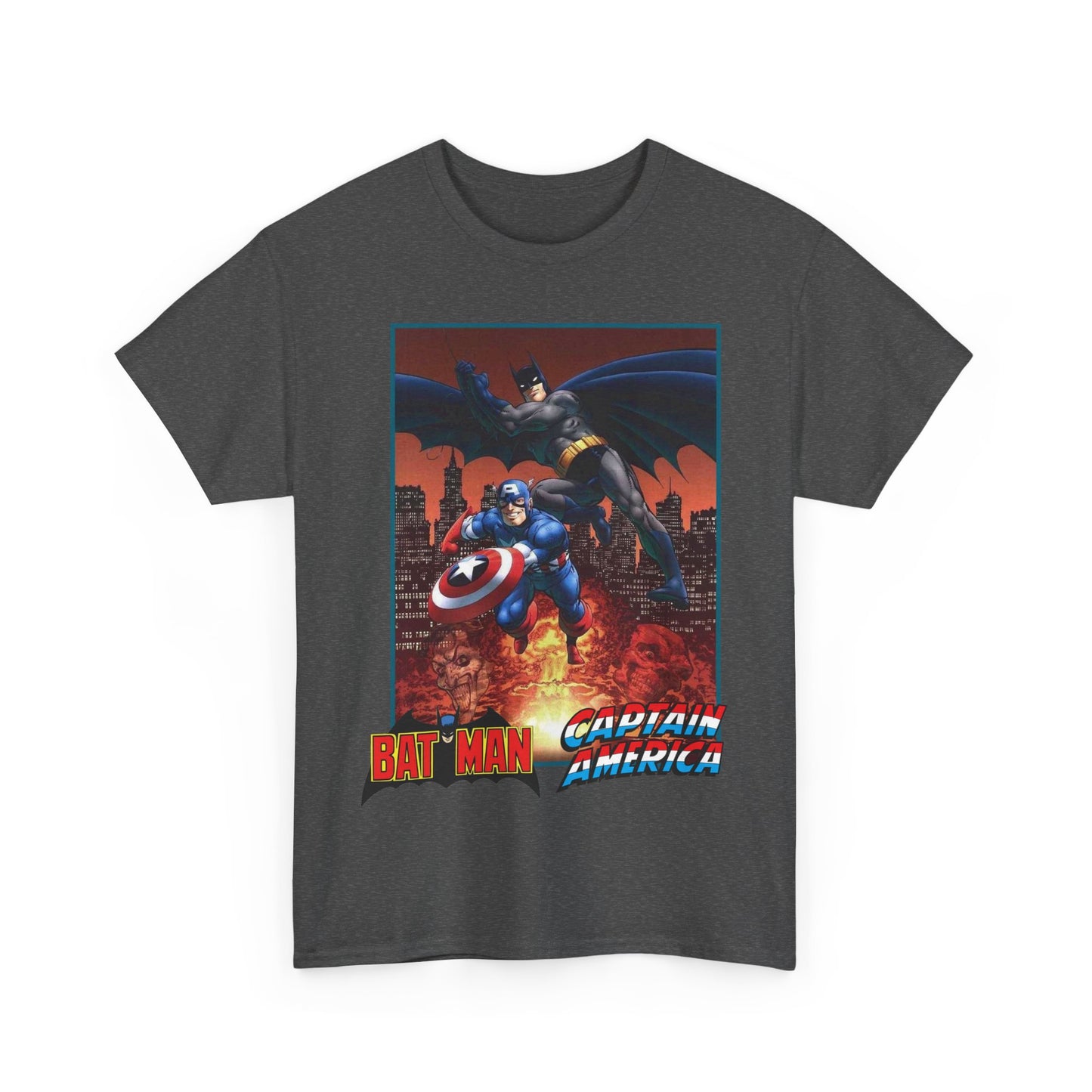 Batman & Captain America T-Shirt - John Byrne Art - Joker & Red Skull - Marvel & DC Comics Crossover Art