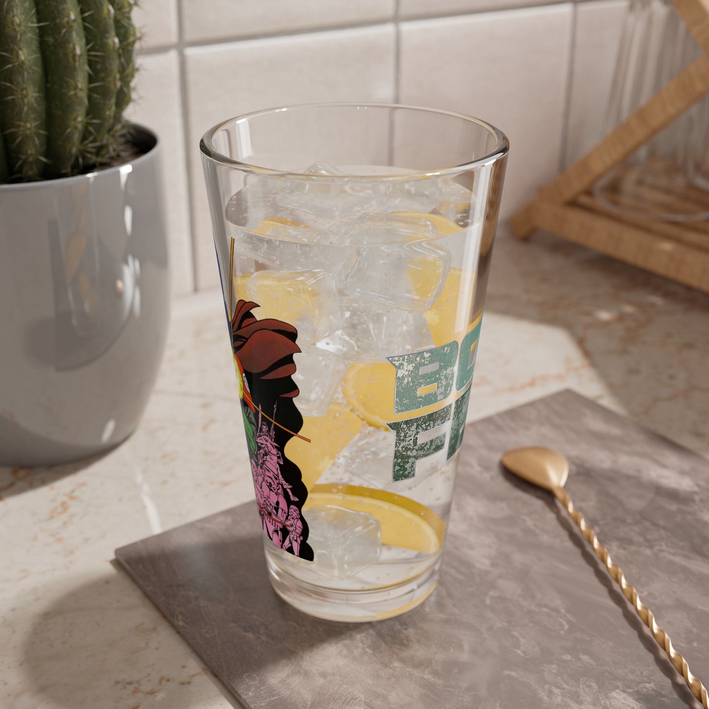 Boba Fett Pint Glass, 16oz - Star Wars, The Empire Strikes Back - SW, TESB - Bounty Hunter, Cloud City, Jango Fett - Marvel Comics Art - 1970s/1980s Comics