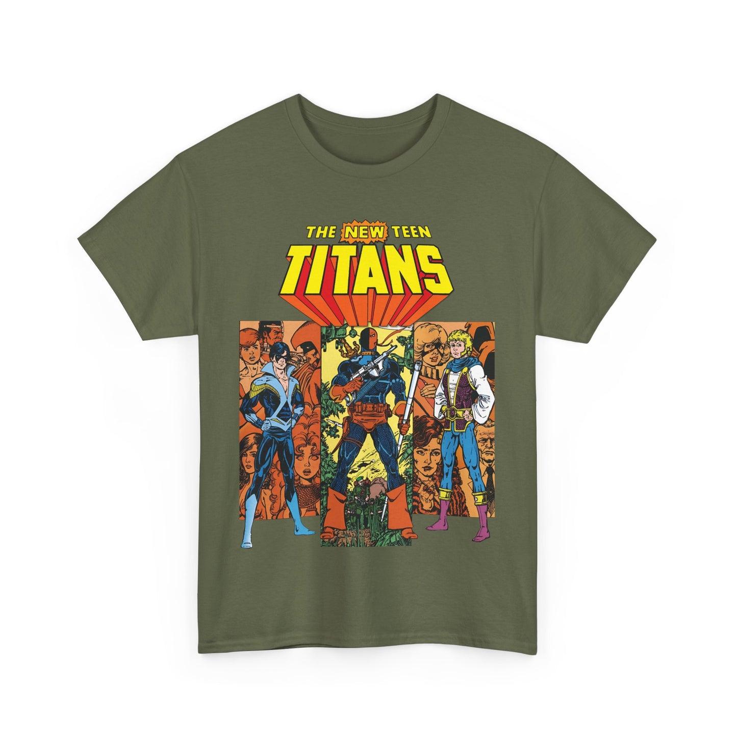 New Teen Titans T-Shirt - George Perez Art - Judas Contract - Nightwing, Jericho, Deathstroke, Changeling. Starfire - DC Comics