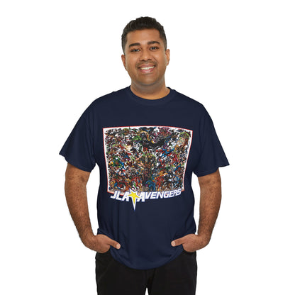 JLA Vs Avengers T-Shirt - Stunning, Classic George Perez Art - DC & Marvel 200s Crossover - Superman, Thor, Wonder Woman, Captain America, Flash, Black Panther, Iron Man, Batman