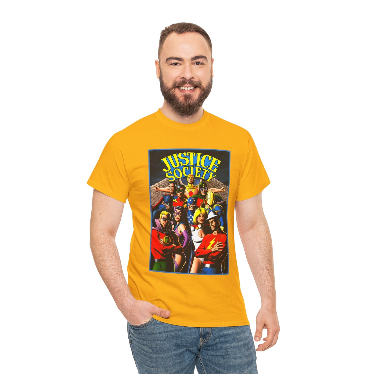 Justice Society T-Shirt - Brian Bolland Art - Dr. Fate, Huntress, Power Girl, Green Lantern, Hawkman, Wildcat - DC Comics - JSA