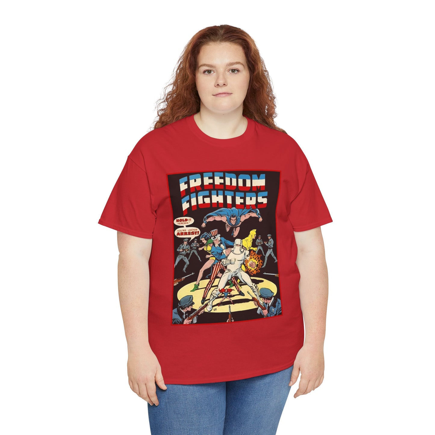 Freedom Fighters T-Shirt - 70s Series - Uncle Sam, The Ray, Phantom Lady, Doll Man, Black Condor, Human Bomb - DC Comics