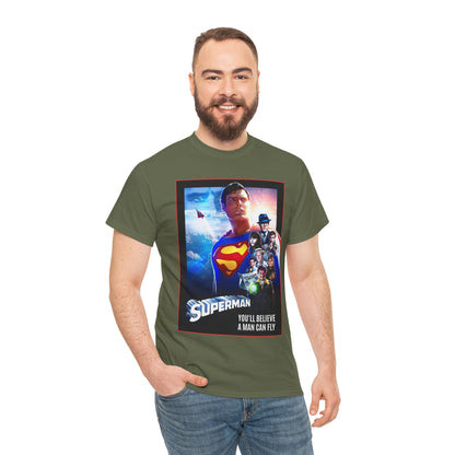 Superman The Movie T-Shirt - Christopher Reeve, Gene Hackman, Margot Kidder - Beloved 1970s Warner Brothers Movie - Krypton, Smallville, Metropolis - DC Comics