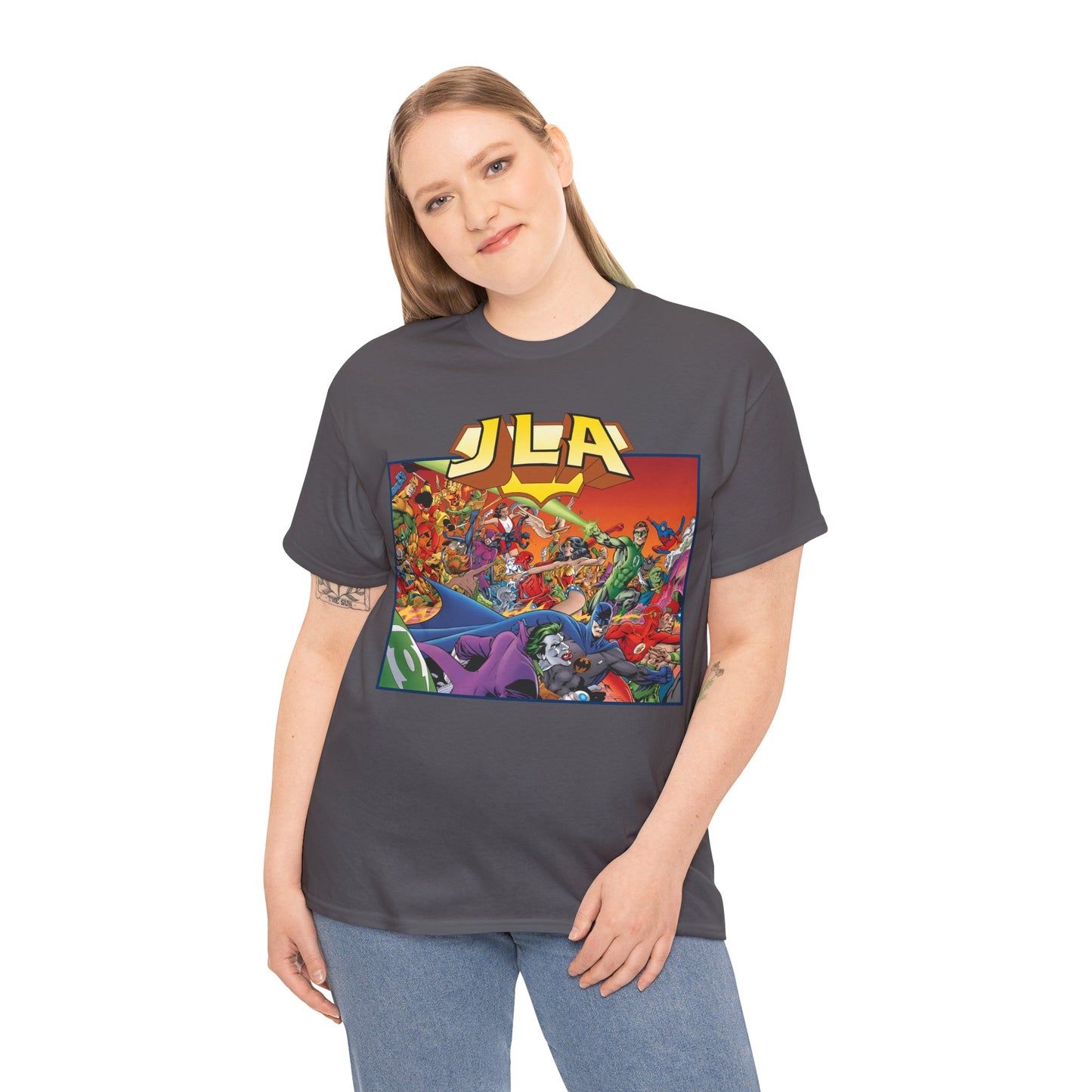 JLA: The Nail T-Shirt - Alan Davis Art - Green Lantern, Batman, Wonder Woman, Flash - DC Comics