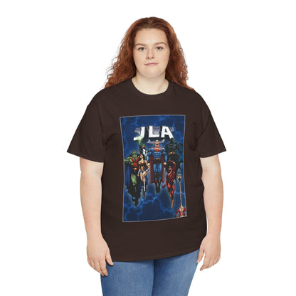 JLA T-Shirt - Doug Mahnke Art - Superman, Batman, Wonder Woman, Aquaman, Green Lantern, Flash, Martian Manhunter - DC Comics