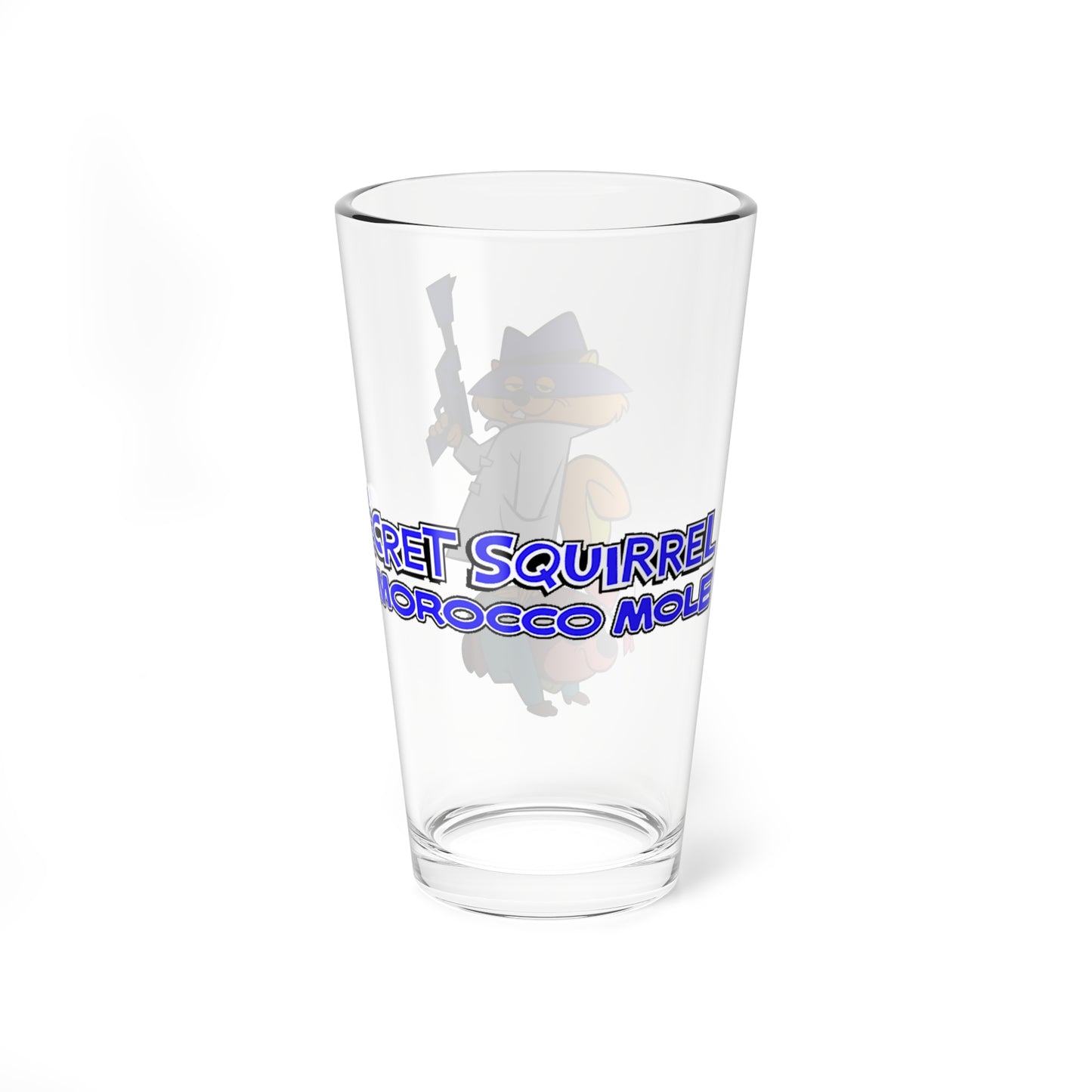 Secret Squirrel & Morocco Mole Pint Glass, 16oz  - Hanna-Barbera Saturday Morning Cartoon, 1960s - International Sneaky Service - Agent 000