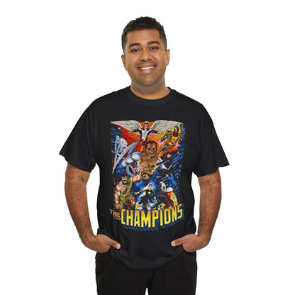 Champions T-Shirt - John Byrne Art - Hercules, Black Widow, Ghost Rider, Black Goliath, Silver Surfer, Jack of Hearts - Marvel Comics 1970s Series