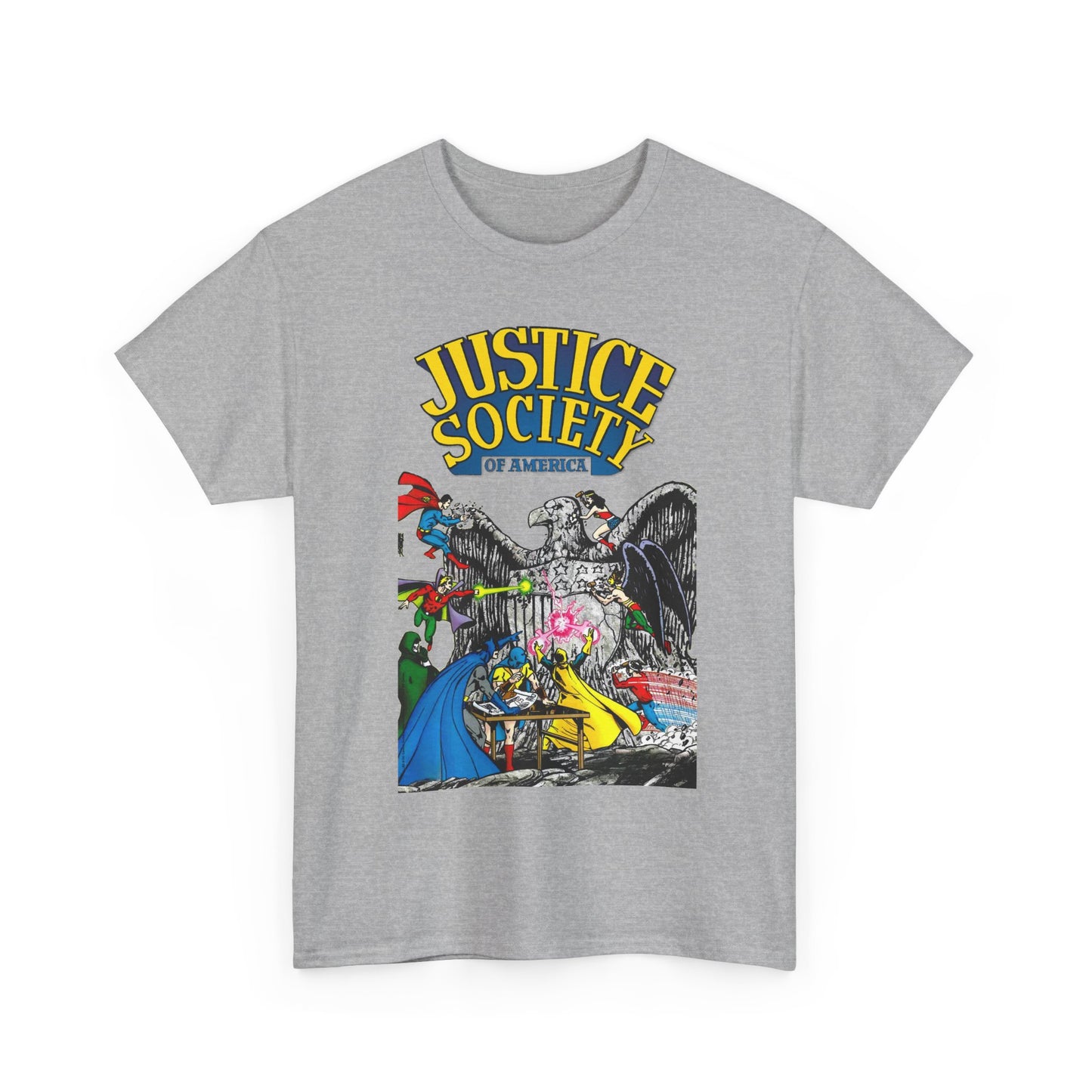 Justice Society T-Shirt - George Perez Art - Dr Fate, Atom, Spectre, Wonder Woman, Flash, Batman, Superman, Hawkman - JSA - DC Comics