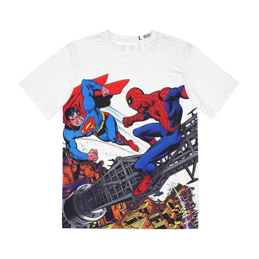 Superman Vs Amazing Spider-Man Polyester Tee (All-Over Print) - Marvel/DC Comics 1970s Crossover Art