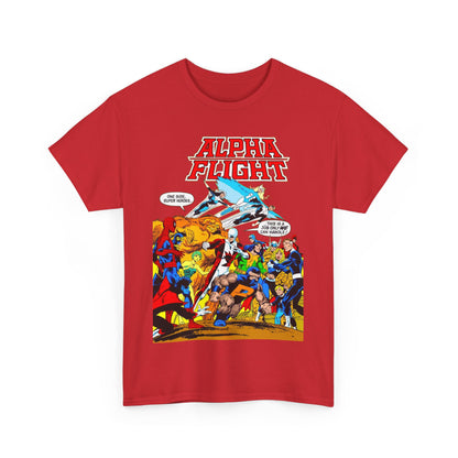 Alpha Flight T-Shirt - John Byrne Art - Sasquatch, Aurora, Northstar, Guardian, Puck, Shaman, Snowbird - Canada's Super Team - Marvel Comics