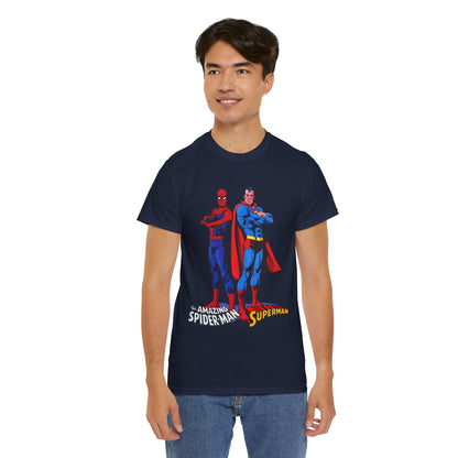 Amazing Spider-Man & Superman T-Shirt - Classic 1970s Marvel/DC Comics Crossover - Peter Parker & Clark Kent