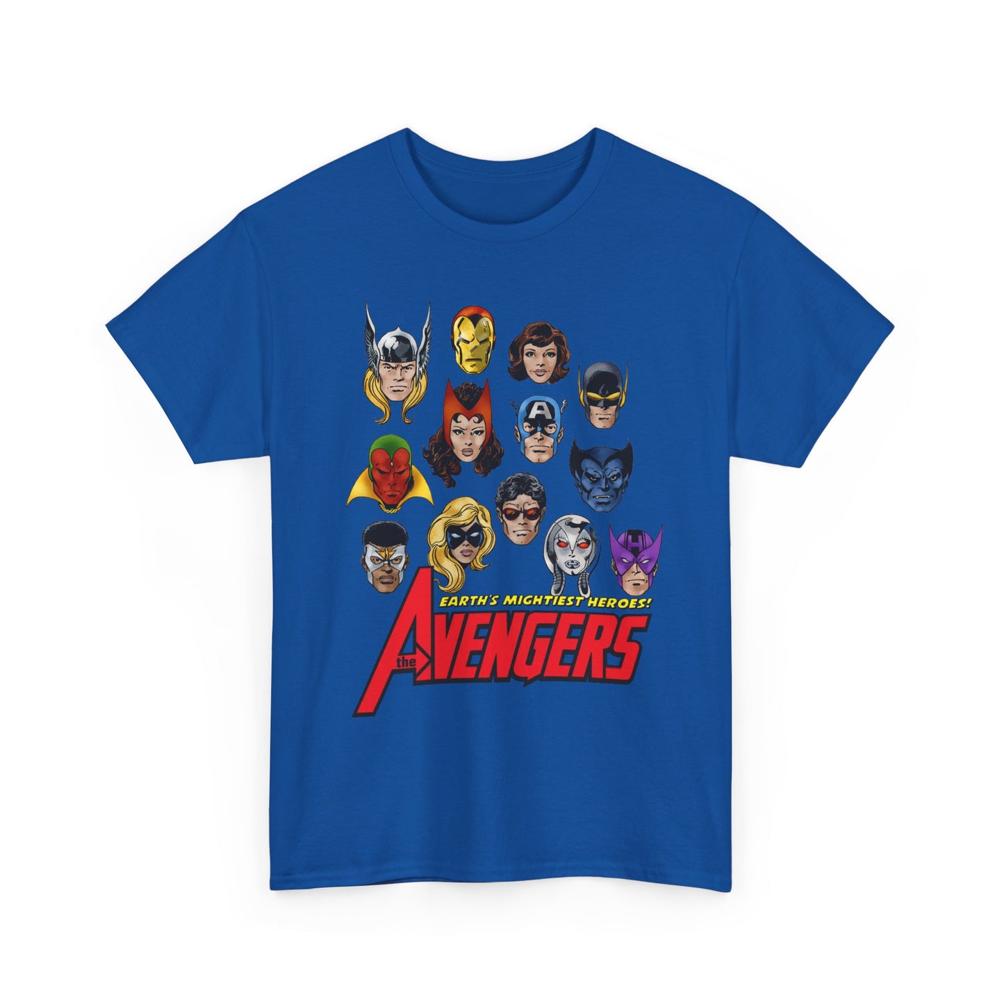 Avengers T-Shirt - John Byrne Art - Captain America, Scarlet Witch, Iron Man, Thor, Vision, Hawkeye, Wonder Man - Marvel Comics