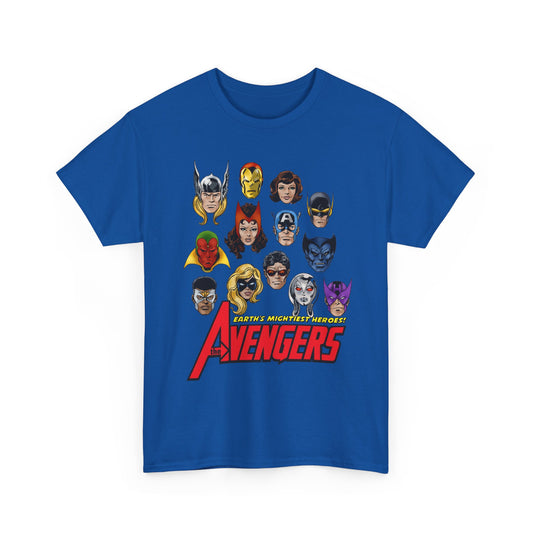 Avengers T-Shirt - John Byrne Art - Captain America, Scarlet Witch, Iron Man, Thor, Vision, Hawkeye, Wonder Man - Marvel Comics