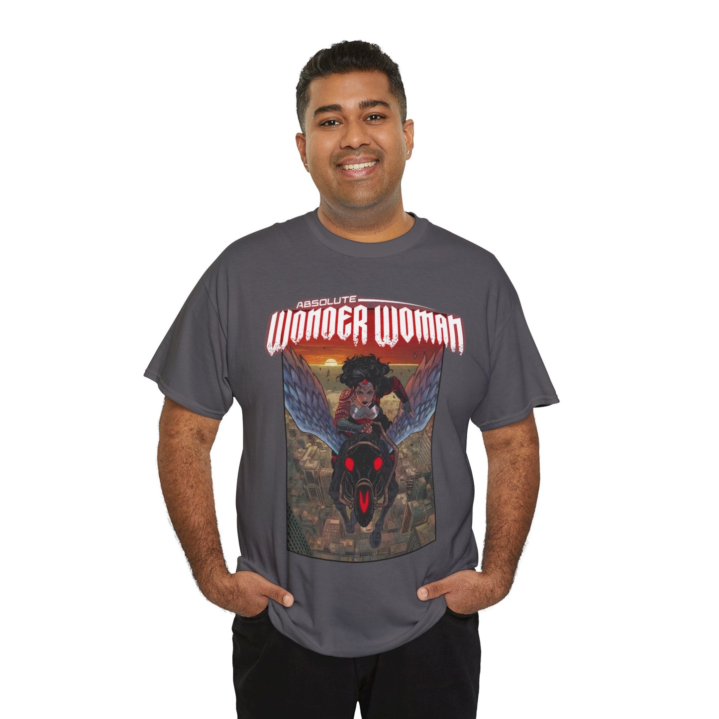 Absolute Wonder Woman T-Shirt - Hayden Sherman Art - DC Comics All-In - Raised in Hell by Circe - Riding Pegasus