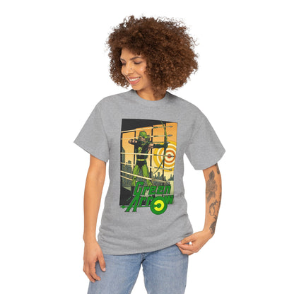 Green Arrow T-Shirt - George Perez Art - 1980s Justice League Postcard Art - JLA - DC Comics