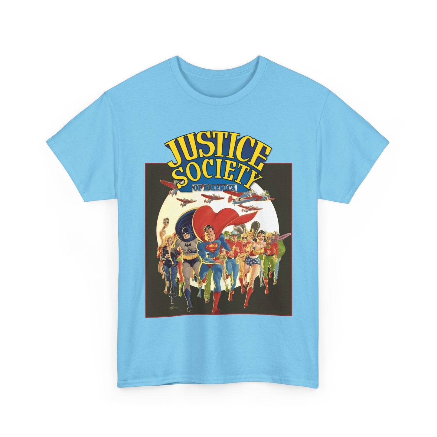 Justice Society of America T-Shirt - Superman, Wonder Woman, Black Canary, Green Lantern, Batman, Plastic Man, Flash - DC Comics
