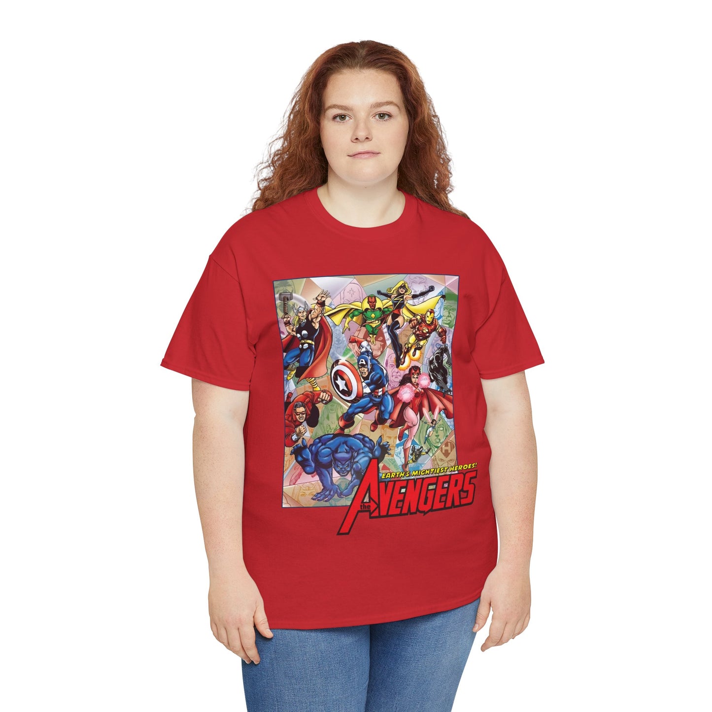 Avengers T-Shirt - George Perez Art - Captain America, Iron Man, Thor, Scarlet Witch, Black Panther, Wonder Man, Beast, Vision - Marvel Comics