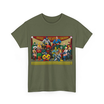 JSA T-Shirt - Sandman, Starman, Atom, Dr Fate, Mr Terrific, Flash, Green Lantern - DC Comics - Justice Society of America - Golden Age
