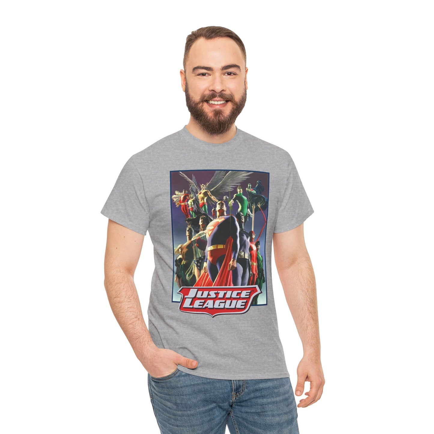 Justice League T-Shirt - Alex Ross Art - Superman, Wonder Woman, Black Canary, Hawkman, Flash, Aquaman, Atom - DC Comics