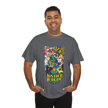 Justice League International T-Shirt - DC Comics - JLI - Kevin Maguire Art - Blue Beetle, Booster Gold, Martian Manhunter, Captain Atom