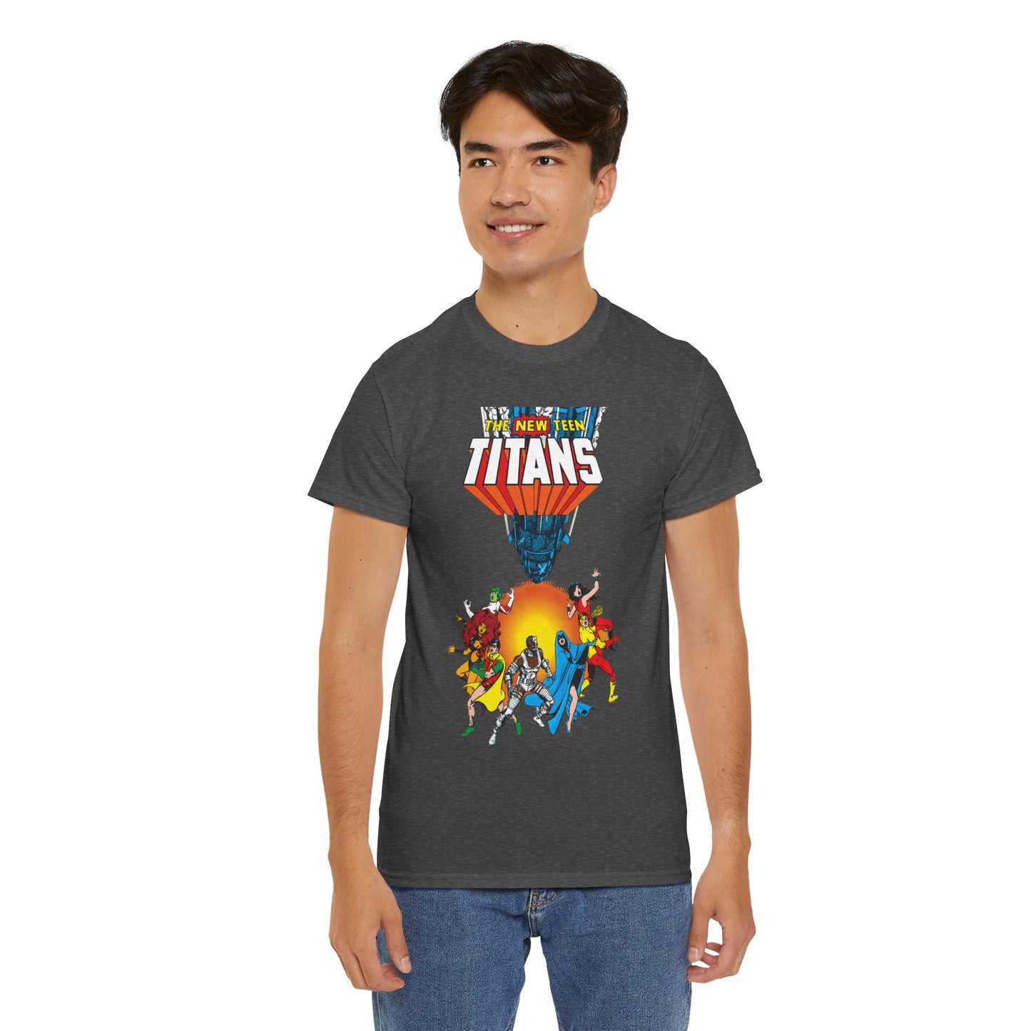 New Teen Titans T-Shirt - George Perez Art - Robin, Wonder Girl, Cyborg, Raven, Starfire, Kid Flash - #10 Cover Art - DC Comics