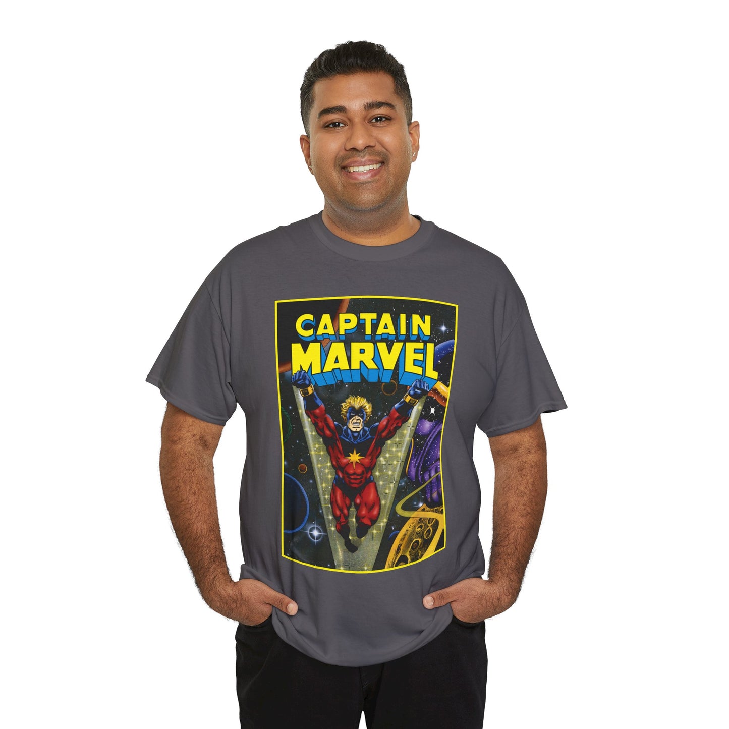 Captain Marvel T-Shirt - Mar-Vell - Thanos - Jim Starlin Art - 1970s Cosmic Superhero - Marvel Comics
