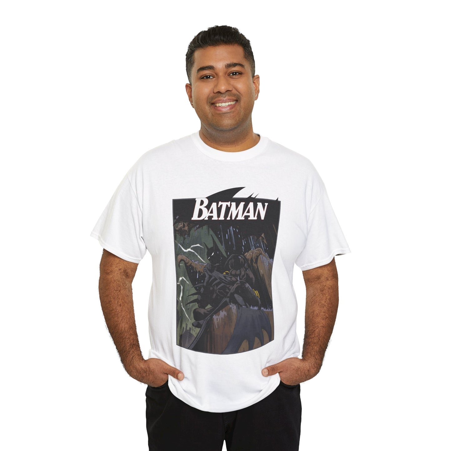 Batman T-Shirt - Norm Breyfogle Art - 1990s Dark Knight Detective - Gotham City - Perched on A Gargoyle - DC Comics