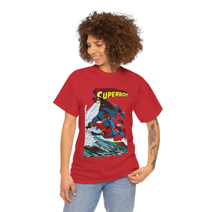 King Shark Vs Superboy T-Shirt - Tom Grummett Art - Connor Kent, Kon-L - Superman Family - DC Comics