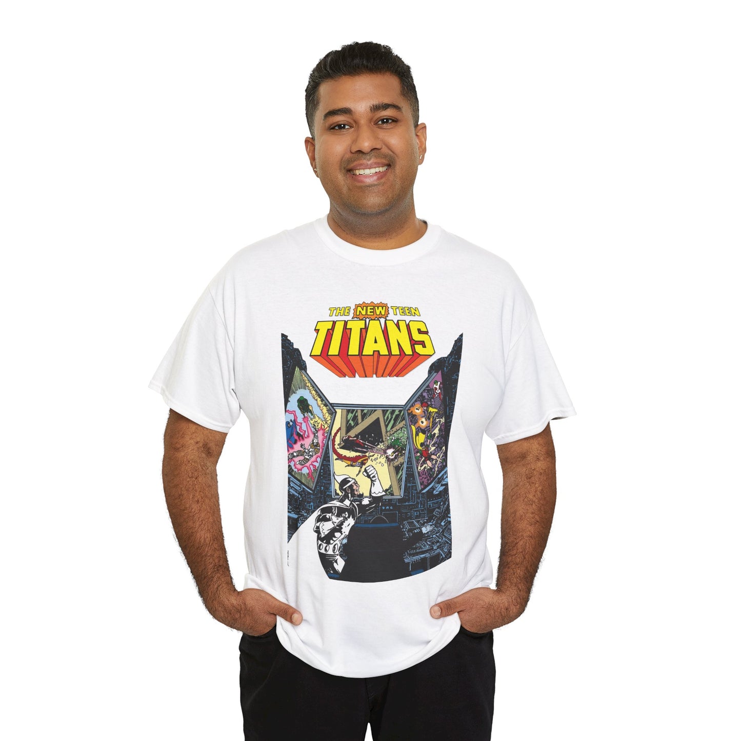 New Teen Titans T-Shirt - George Perez Art - Dr. Light, Titans Tower - DC Comics