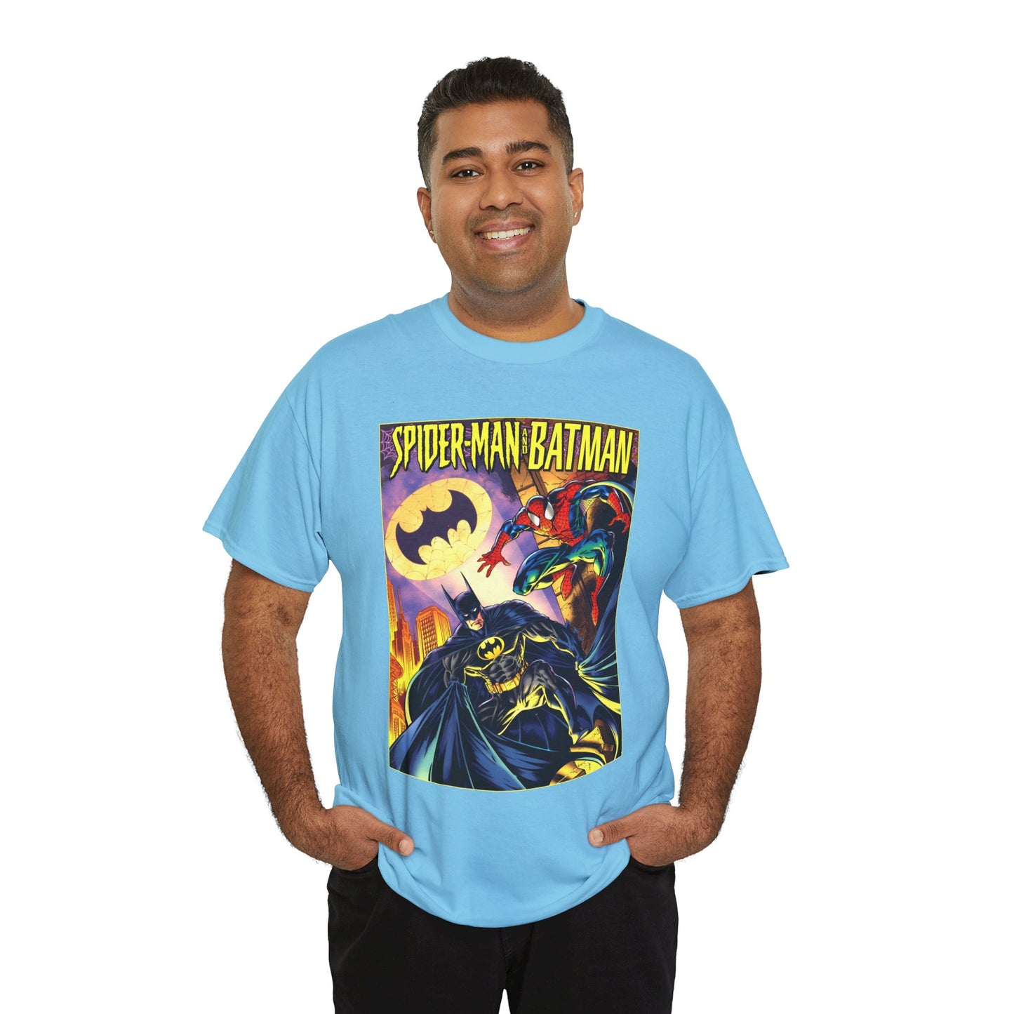 Batman/Spider-Man Shirt - Mark Bagley Art - DC Comics/Marvel Comics Cross-Over From the 1990s