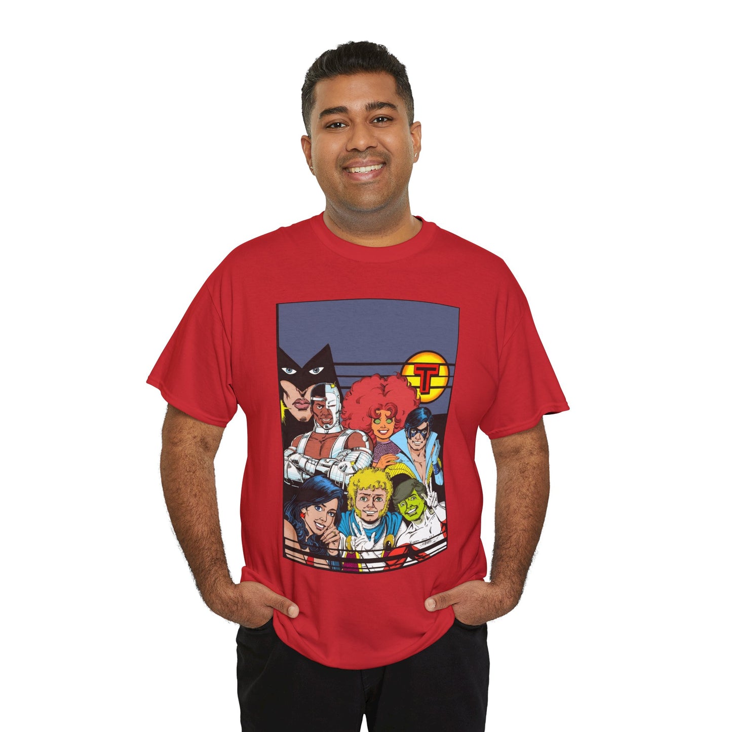 New Teen Titans T-Shirt - George Perez Painted Art - Nightwing, Wonder Girl, Raven, Jericho, Cyborg, Starfire, Changeling - DC Comics
