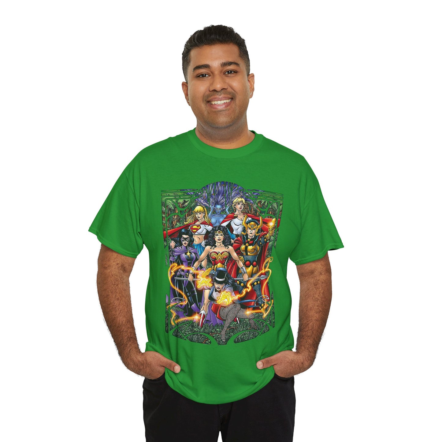 Justice League of Amazons T-Shirt - George Perez Art - Wonder Woman, Zatanna, Supergirl, Power Girl, Huntress, Big Barda - JLA - DC Comics