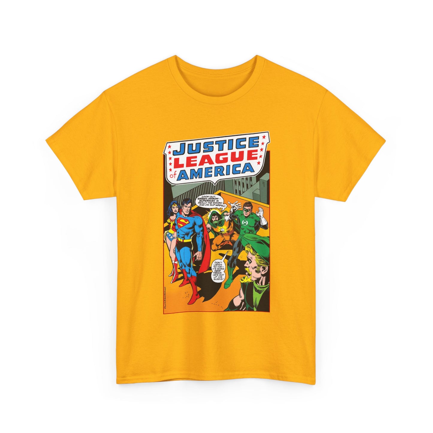 Justice League of America T-Shirt - Dick Dillin Art - Superman, Wonder Woman, Green Arrow, Green Lantern - DC Comics