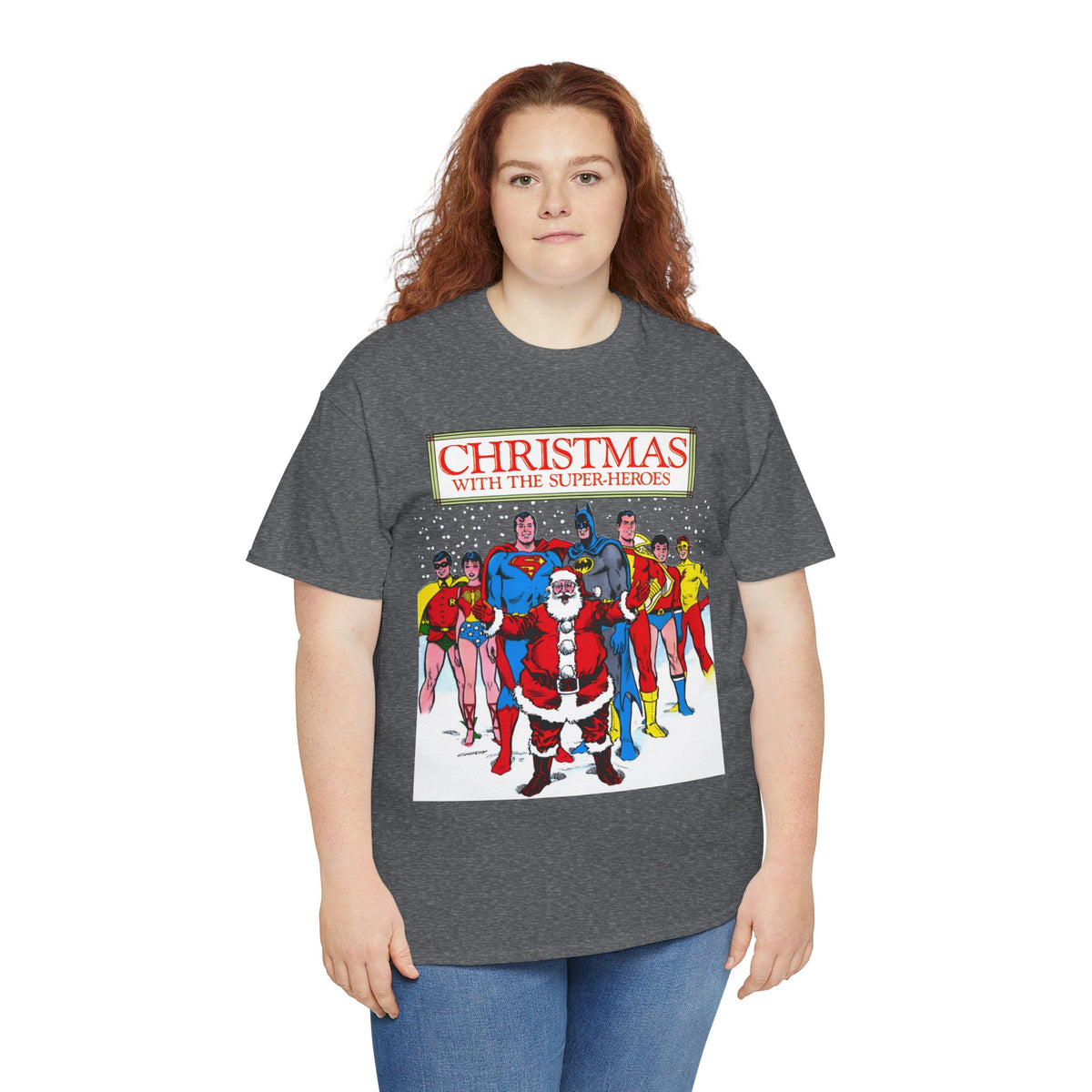Christmas with the Superheroes T-Shirt - Nick Cardy Art - Superman Batman Captain Marvel Teen Titans Retro Festive Holiday Tee - DC Comics