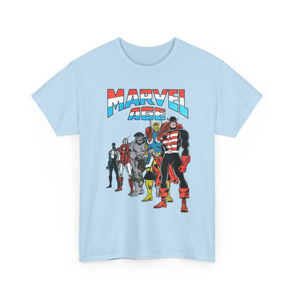 Marvel Age T-Shirt - Captain America, Thor, Incredible Hulk, Iron Man, Spider-Man - New Looks for the 80s