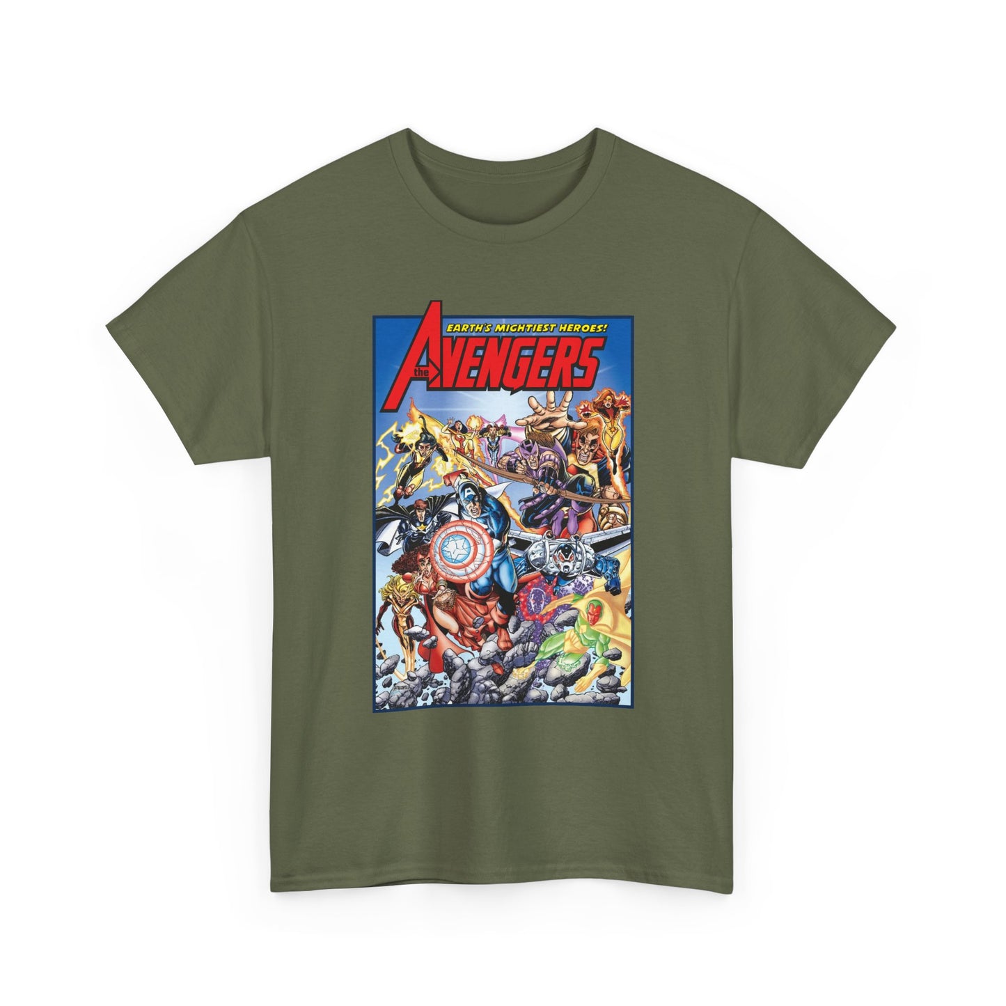 Avengers & Thunderbolts T-Shirt - George Perez Art - Captain America, Iron Man, Wonder Man, Scarlet Witch, Hawkeye, Citizen V, MACH-1, Techno, Atlas, Songbird - Marvel Comics